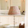 shenouk, lampshades, block print, Indian block print, luxury lampshades, premium lampshades, handmade lampshades, English block print, English country home, English decor, pleated lampshades, linen lampshade, silk lampshade, pink, green