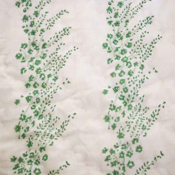 shenouk, block print, English interiors, country home interiors, English home fabrics, indian block print, English block print, online shopping block print, exclusive block print design, block print quilts, block print bedding, floral quilts, green quilts