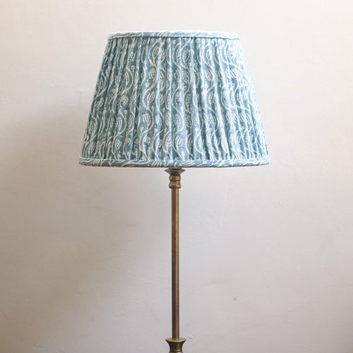 Gita Lampshade, shenouk, luxury lampshades, indian lampshades, linen lampshades, indian block print, indian textiles, indian block print lampshades, block print lampshades, gathered lampshades, pleated lampshades