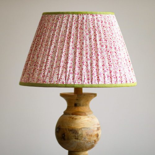 shenouk, lampshades, gathered lampshades, pink, flowers, fabric lampshades, uk lampshades, online lampshade, online English lampshades