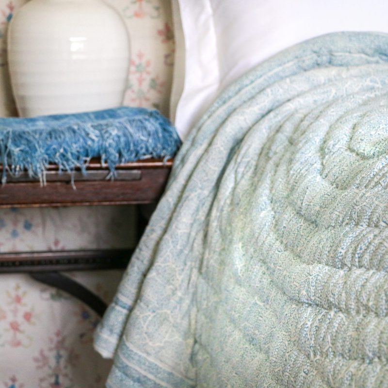 shenouk, block print quilt, block print bedding, online block print, online shopping quilt, handmade quilt, indian textiles, luxury quilts, girls quilts, boys quilts, single quilts, indian quilts, reversible quilts, blue quilts, bedroom decor, English interiors, country house bedroom