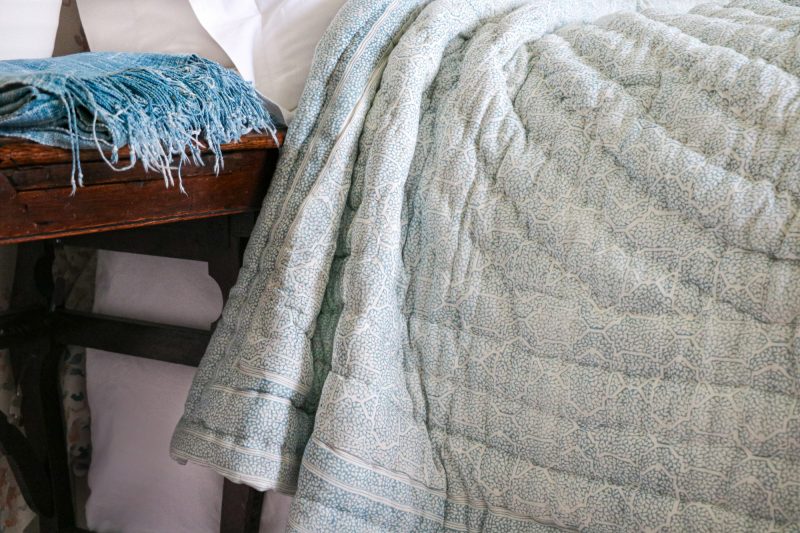 shenouk, block print quilt, block print bedding, online block print, online shopping quilt, handmade quilt, indian textiles, luxury quilts, girls quilts, boys quilts, single quilts, indian quilts, reversible quilts, blue quilts, bedroom decor, English interiors, country house bedroom