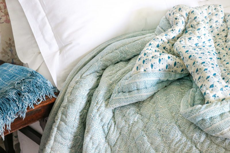 shenouk, block print quilt, block print bedding, online block print, online shopping quilt, handmade quilt, indian textiles, luxury quilts, girls quilts, boys quilts, single quilts, indian quilts, reversible quilts, blue quilts, bedroom decor, English interiors, country house bedroom