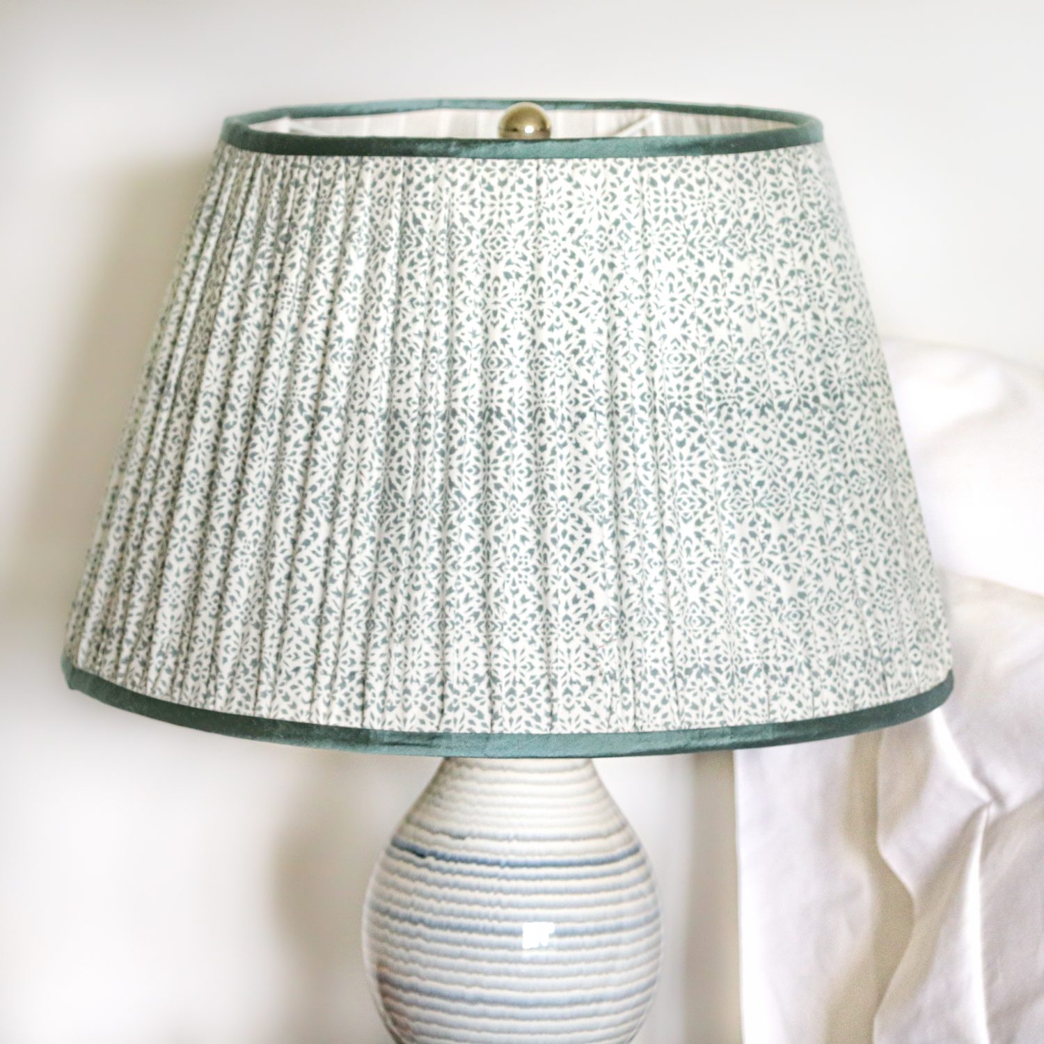 block print, block print lampshades, English interiors, English lampshades, gathered lampshades, indian textiles, country house decor, online shopping uk, online block print uk, block print lampshades, indian block print lampshade, luxury lighting