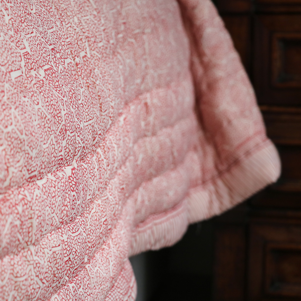 Kiki & Gautness Quilt in Ruby. Indian block print fabric. Indian block print. Block print quilts. Block print bedding.