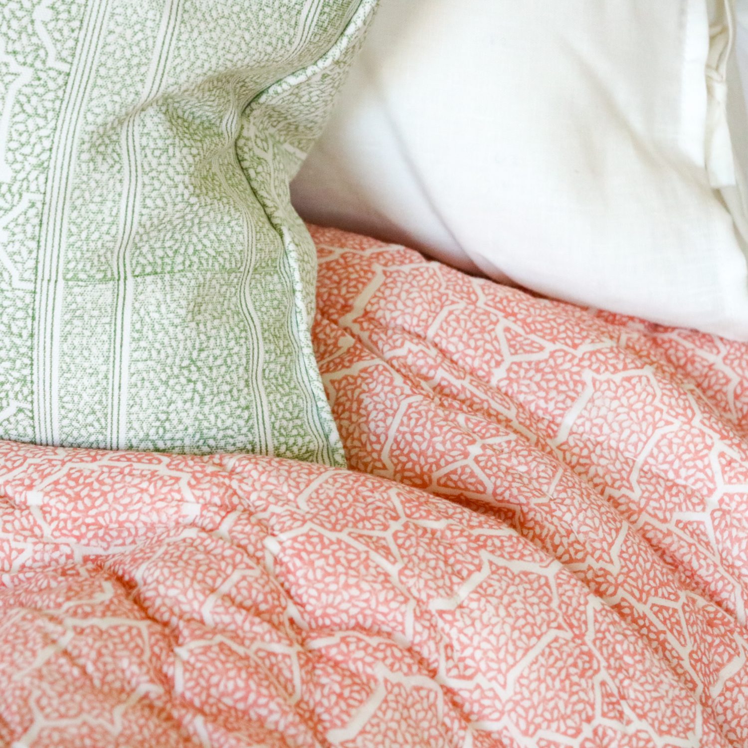 Block print quilts, block print lampshades, shenouk, bedroom decor, English block print, indian block print, indian textiles, quilts, lampshades, gathered lampshades, online shopping block print, online shopping homewares, online home fabrics, home fabrics, blue quilts, blue cushions, bedroom decor, teal quilt, aqua quilt, linen lampshades, luxury bed linen, uk quilts, uk lampshades