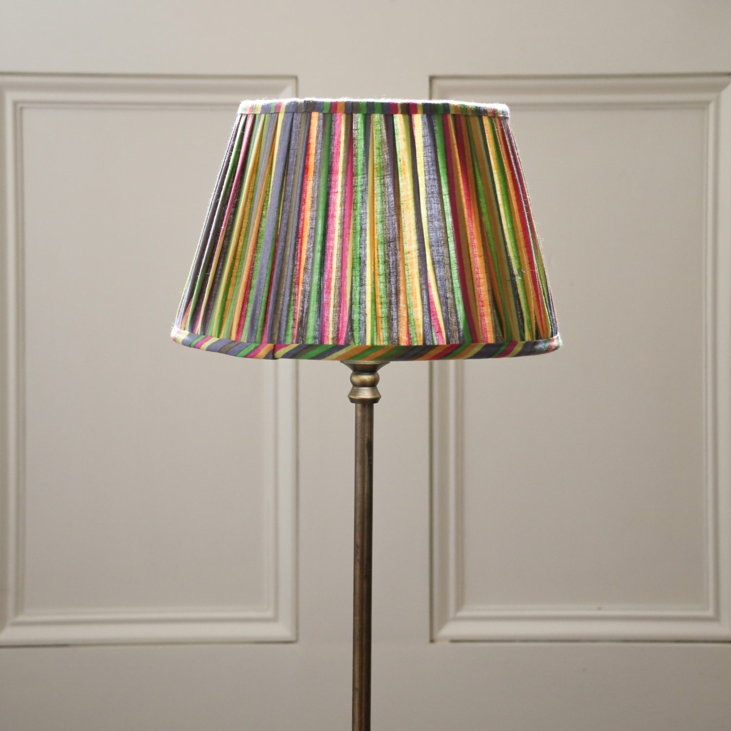 Baja Lampshade lampshades, block print lampshades, lighting, block print lighting, striped lampshades, handmade lampshades, English block print, indian bock print, block print home fabrics, block print homewares, shenouk, luxury lampshades, bespoke lampshades, blue lampshades, pink lampshades, English country style, English interiors, striped lampshades