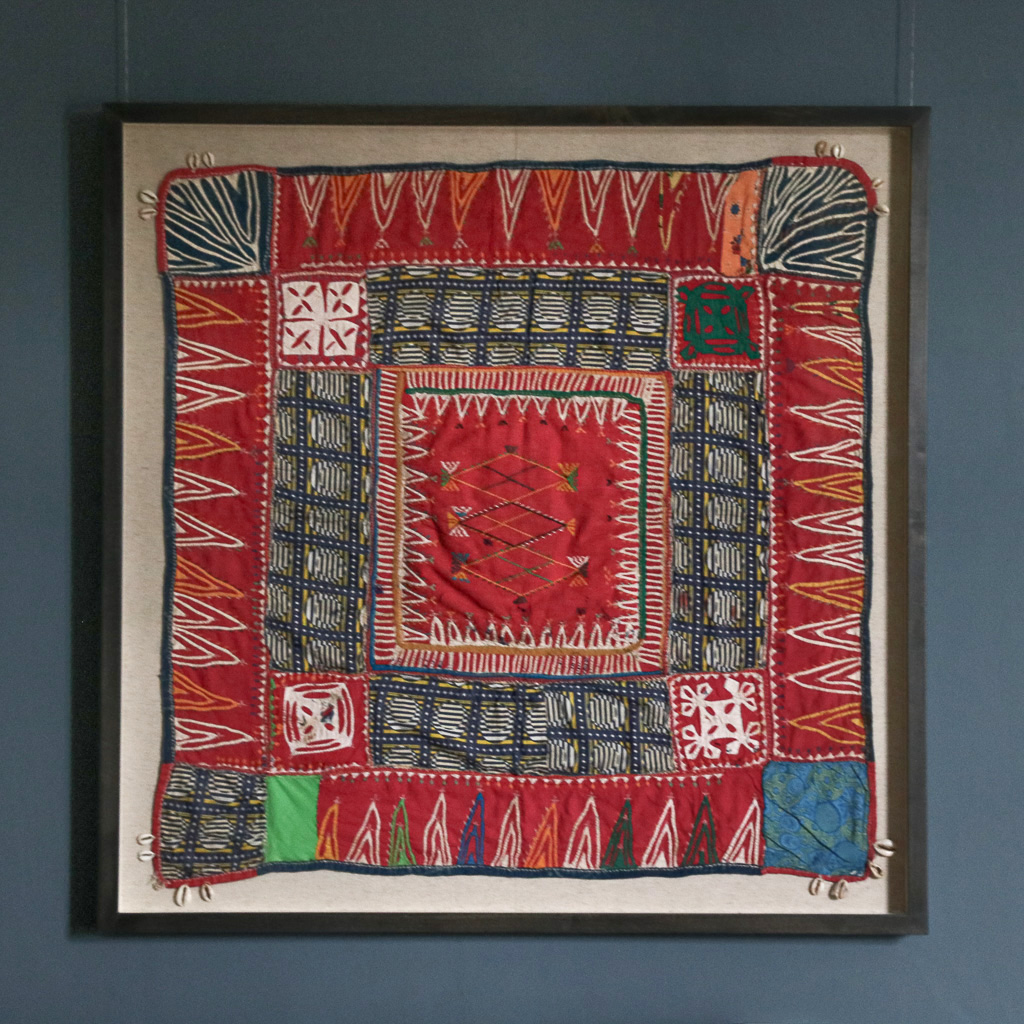 Hathaway Hill Vintage Framed Textile. Indian block print fabric. Block print fabric. Vintage indian textiles.