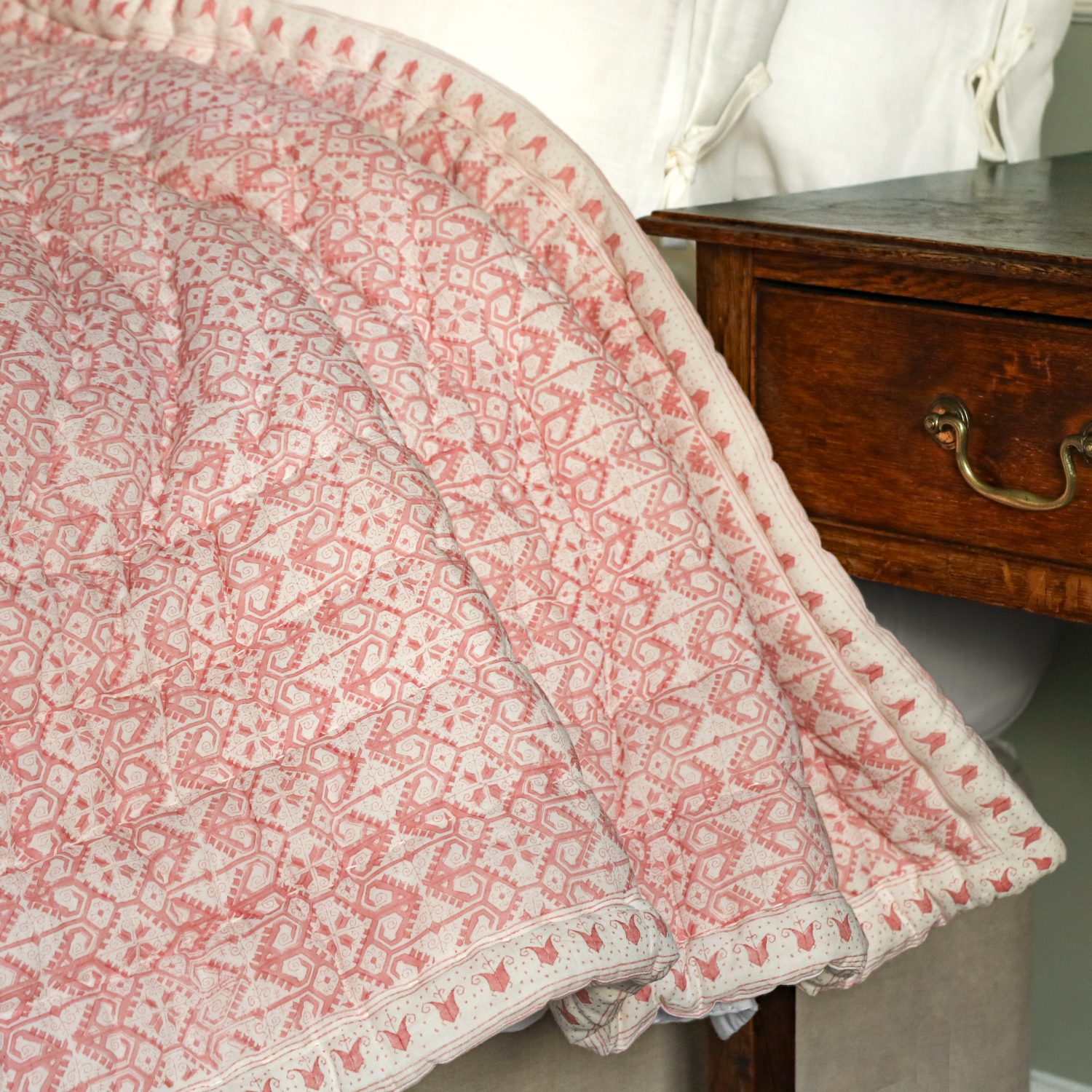 Block print quilts, block print lampshades, shenouk, bedroom decor, English block print, indian block print, indian textiles, quilts, lampshades, gathered lampshades, online shopping block print, online shopping homewares, online home fabrics, home fabrics, blue quilts, blue cushions, bedroom decor, teal quilt, aqua quilt, linen lampshades, luxury bed linen, uk quilts, uk lampshades