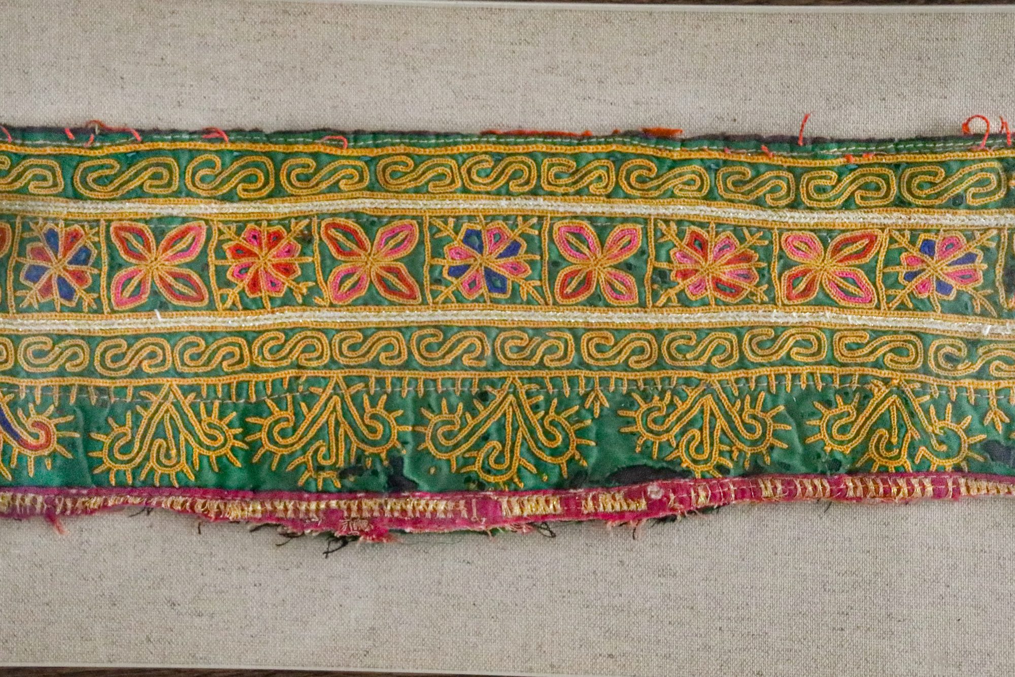 framed textiles, framed fabric, shenouk, indian textiles, indian embroidery, wall art, textiles as art, country house art, unique art, unique art for the home, framed fabric fragments, vintage embroidery, vintage fabric, vintage framed fabric, fabric art