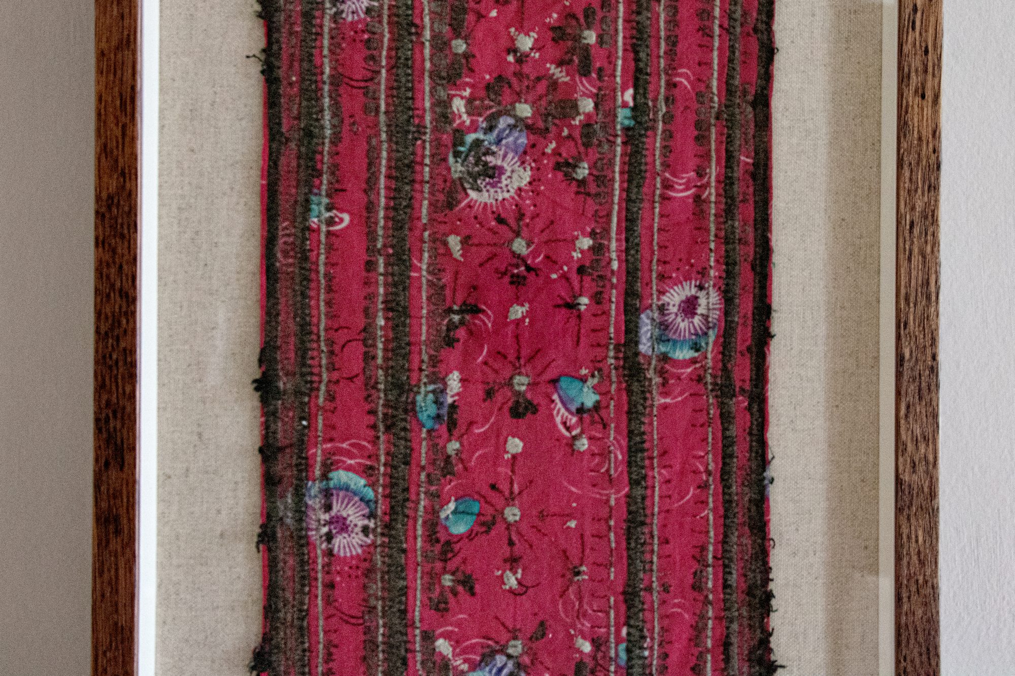 framed textiles, framed fabric, shenouk, indian textiles, indian embroidery, wall art, textiles as art, country house art, unique art, unique art for the home, framed fabric fragments, vintage embroidery, vintage fabric, vintage framed fabric, fabric art, indian sleeve cuffs, indian embroideries, framed embroidered panel