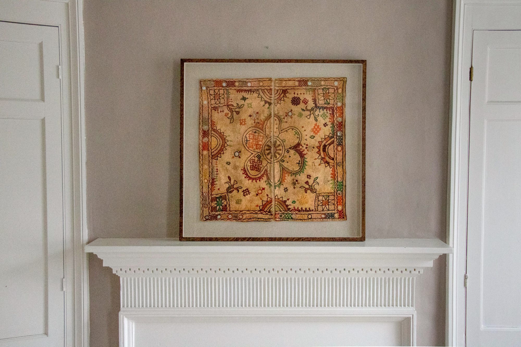 framed textiles, framed fabric, shenouk, indian textiles, indian embroidery, wall art, textiles as art, country house art, unique art, unique art for the home, framed fabric fragments, vintage embroidery, vintage fabric, vintage framed fabric, fabric art, indian sleeve cuffs, indian embroideries, framed embroidered panel