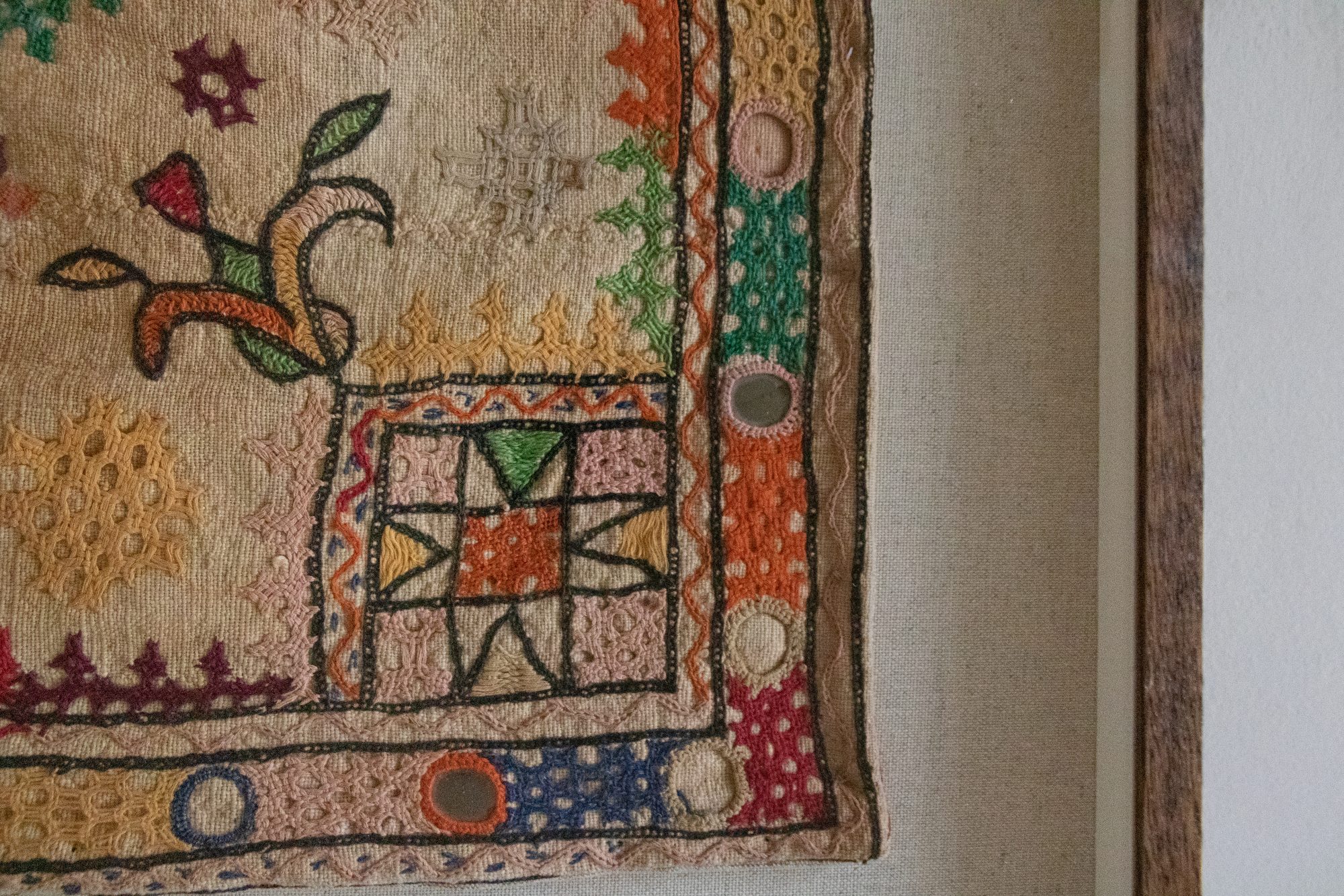 framed textiles, framed fabric, shenouk, indian textiles, indian embroidery, wall art, textiles as art, country house art, unique art, unique art for the home, framed fabric fragments, vintage embroidery, vintage fabric, vintage framed fabric, fabric art, indian sleeve cuffs, indian embroideries, framed embroidered panel