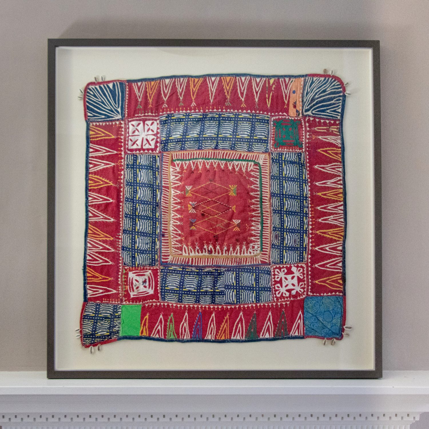 Hathaway Hill Vintage Framed Textile. Indian block print fabric. Block print fabric. Vintage indian textiles.