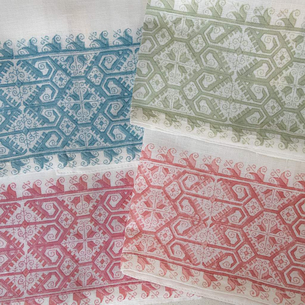 Livia Border Hand Towels hand towels, linen hand towels, block print hand towels, tea towels, linen tea towels, shenouk, luxury bath linen, bath linen, online shopping block print, online block print, uk block print, shopping block print, bathroom block print linen