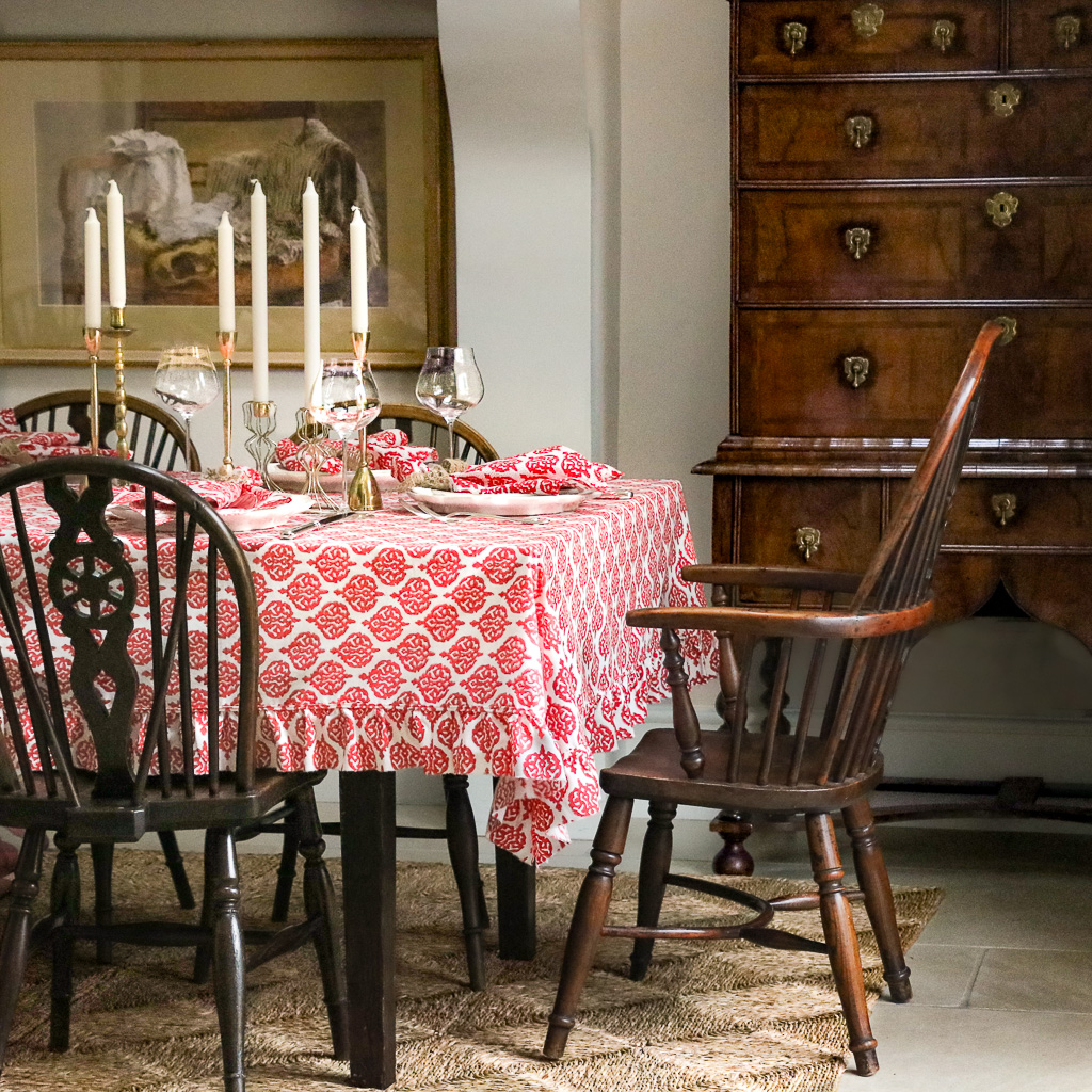 Anastasia Tablecloth in Ruby