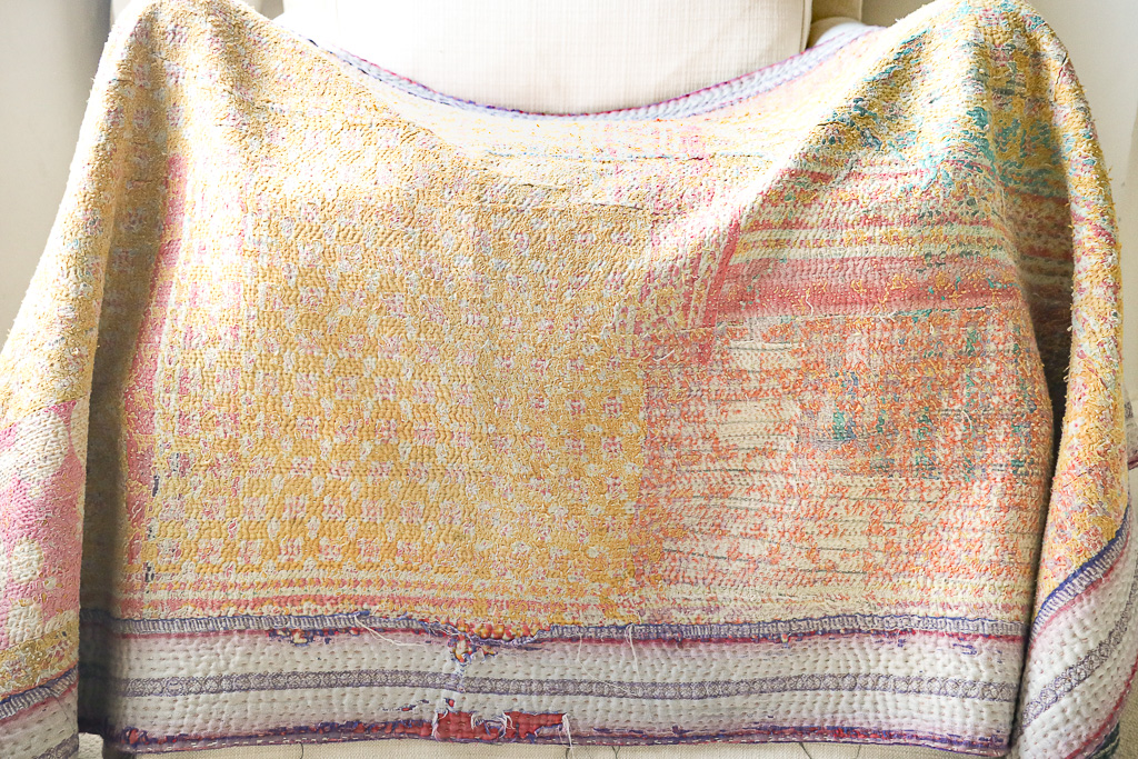 Flora Kantha. Indian hand block print fabric. Block print fabric, vintage kantha, vintage textiles, indian textiles, Indian kantha, Bengali blankets