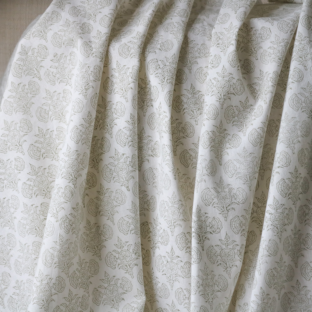 Astrid Sage Fabric. Indian block print fabric. Block print fabric. Astrid Sage Fabric. Indian block print fabric. Block print fabric.