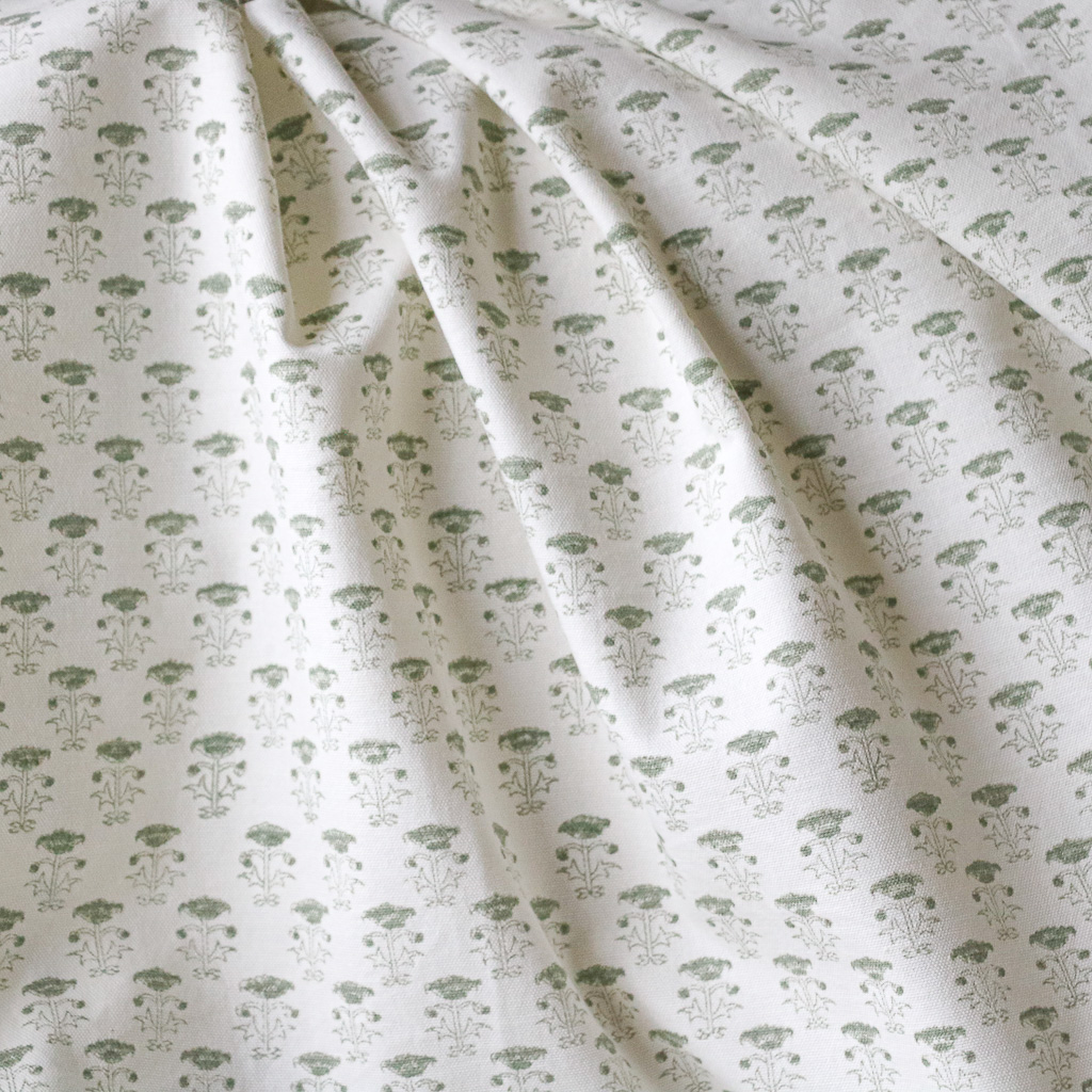 Bitta Fabric in Moss. Indian block print fabric. Block print fabric.