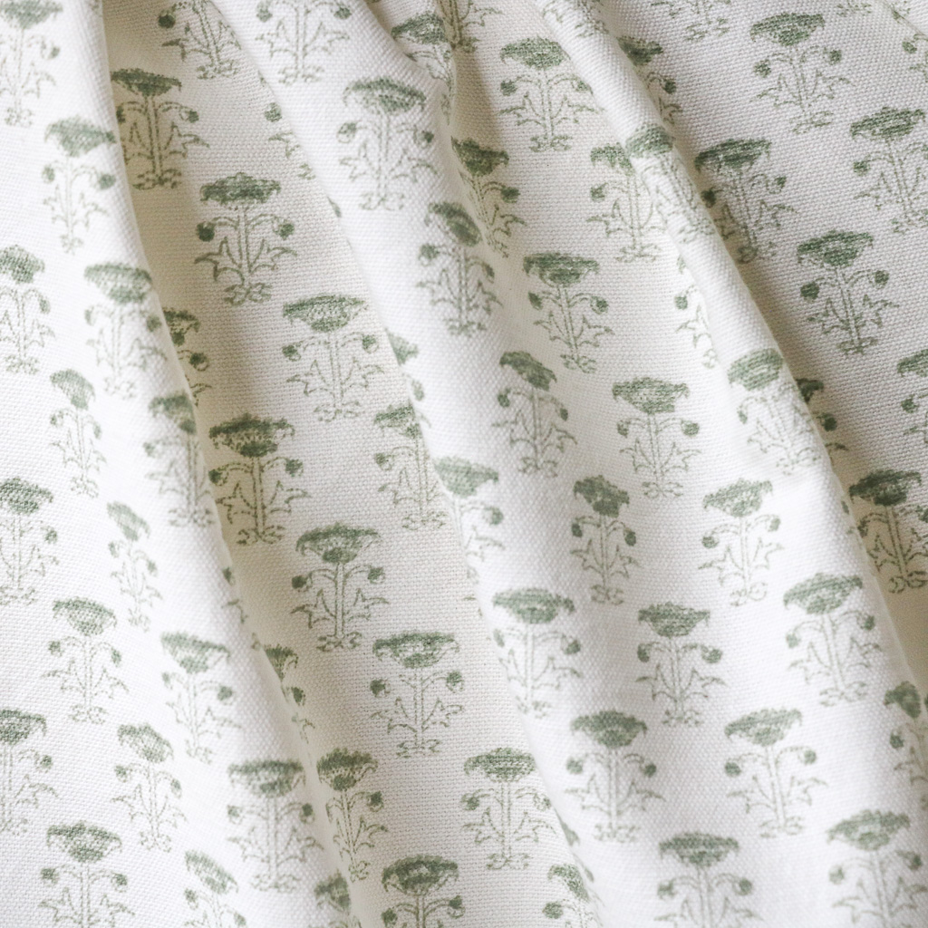 Bitta Fabric in Moss. Indian block print fabric. Block print fabric.