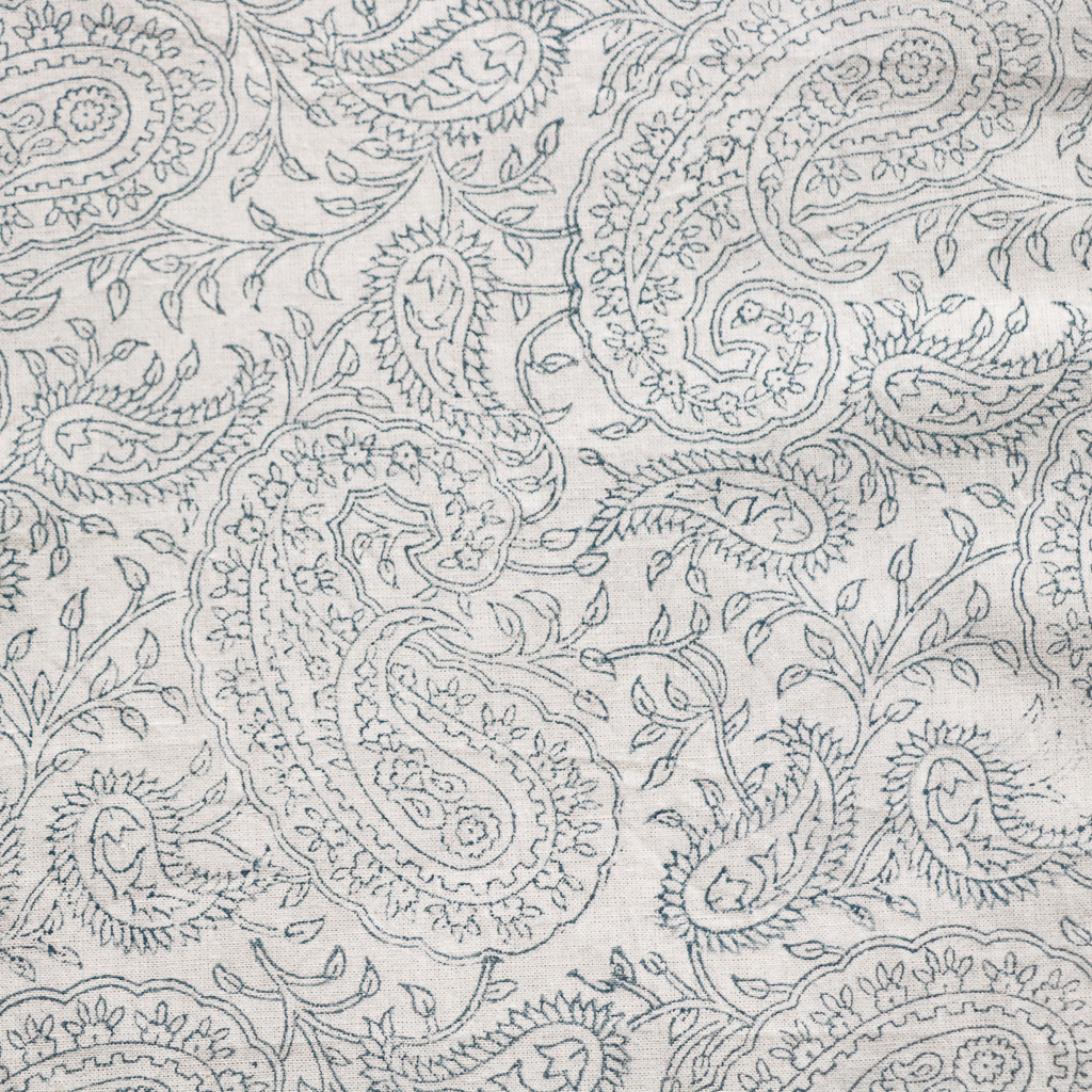 Denim Blue Jal Paisley Fabric. Indian block print fabric. Block print fabric. Denim Blue Jal Paisley Fabric. Indian block print fabric. Block print fabric.