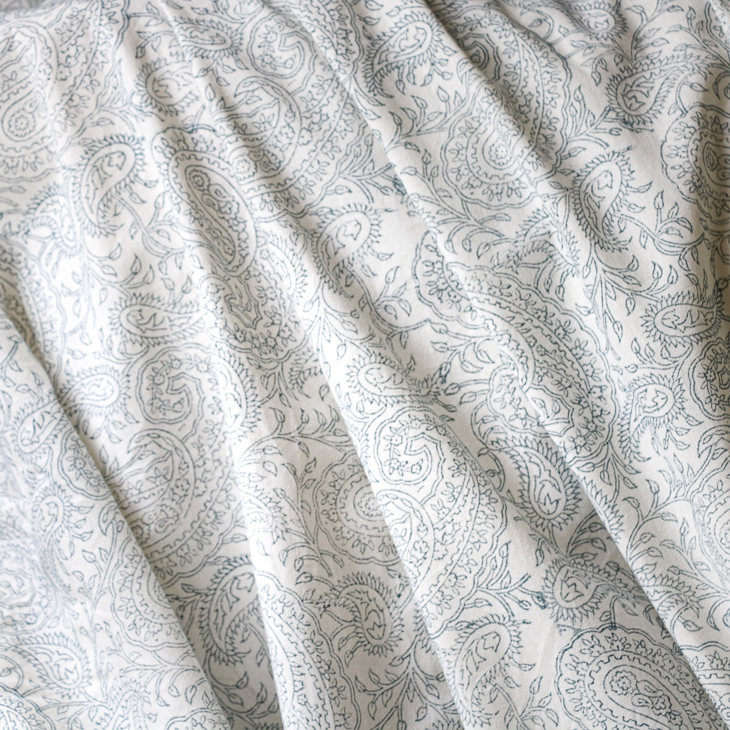 Denim Blue Jal Paisley Fabric. Indian block print fabric. Block print fabric. Denim Blue Jal Paisley Fabric. Indian block print fabric. Block print fabric.