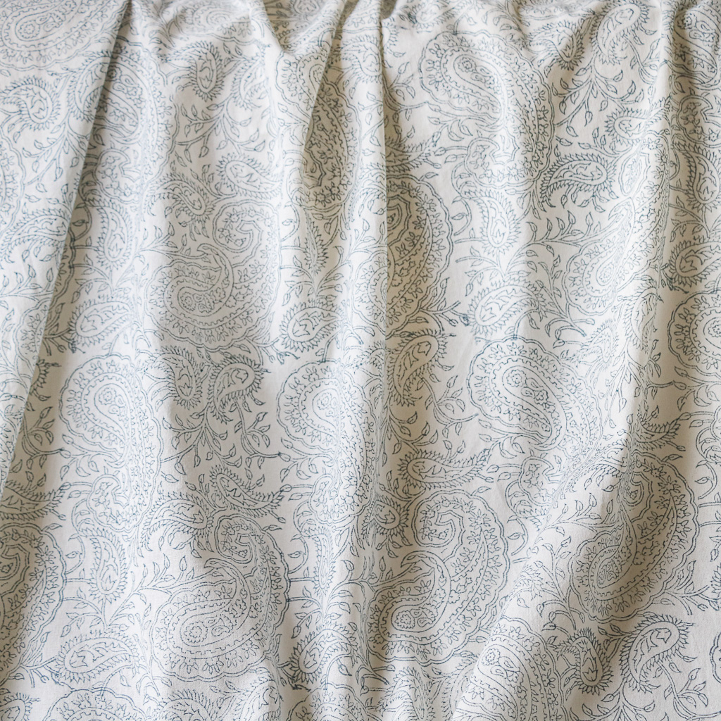 Denim Blue Jal Paisley Fabric. Indian block print fabric. Block print fabric. Denim Blue Jal Paisley Fabric. Indian block print fabric. Block print fabric.