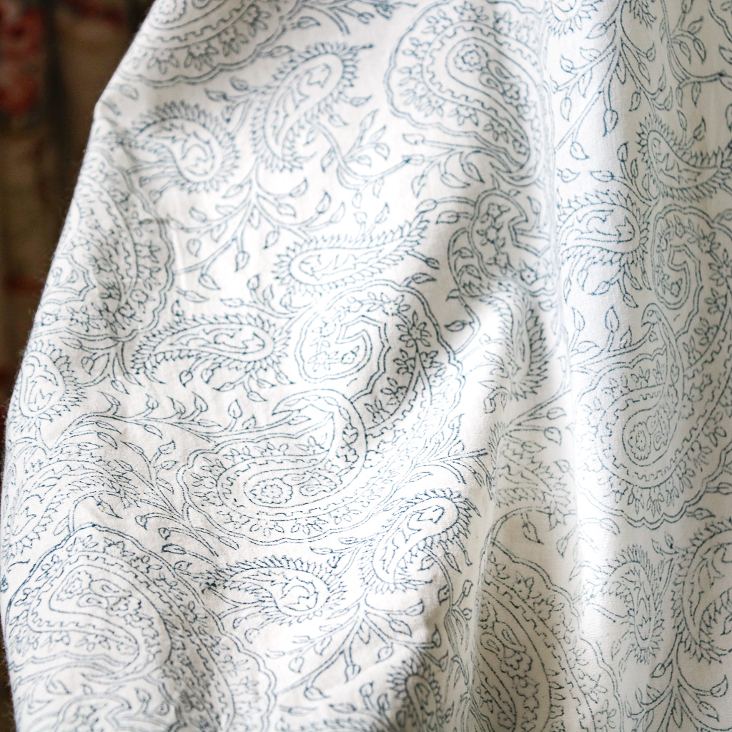 Denim Blue Jal Paisley Fabric. Indian block print fabric. Block print fabric. Denim Blue Jal Paisley Fabric. Indian block print fabric. Block print fabric.