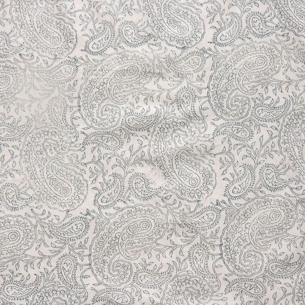 Denim Blue Jal Paisley Fabric. Indian block print fabric. Block print fabric. Denim Blue Jal Paisley Fabric. Indian block print fabric. Block print fabric.
