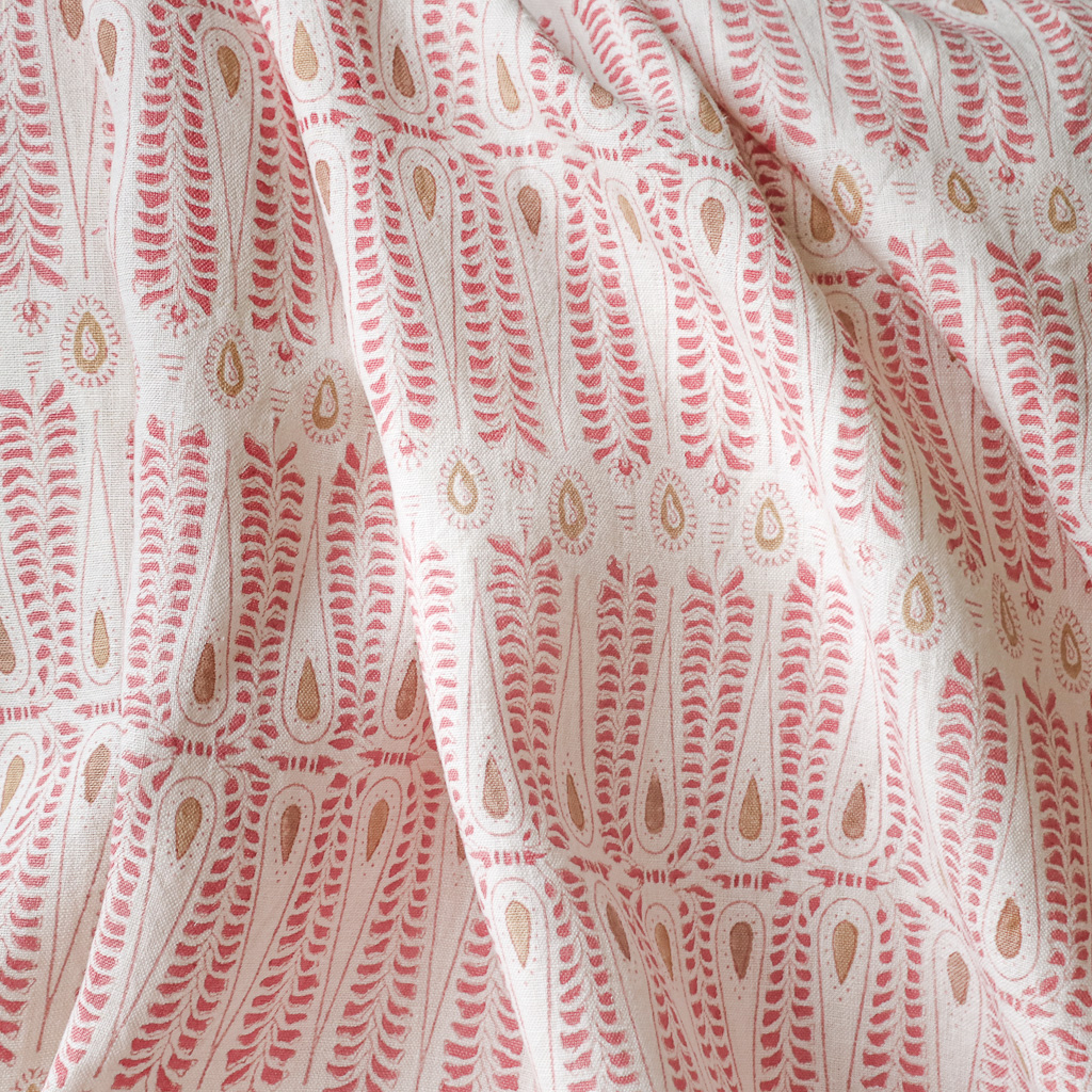 Carolla Fabric in Dusty Rose and Caramel. Indian block print fabric. Block print fabric. Carolla Fabric in Dusty Rose and Caramel. Indian block print fabric. Block print fabric.