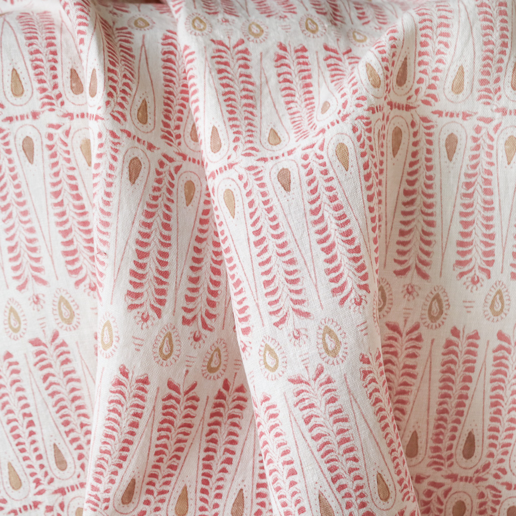 Carolla Fabric in Dusty Rose and Caramel. Indian block print fabric. Block print fabric. Carolla Fabric in Dusty Rose and Caramel. Indian block print fabric. Block print fabric.
