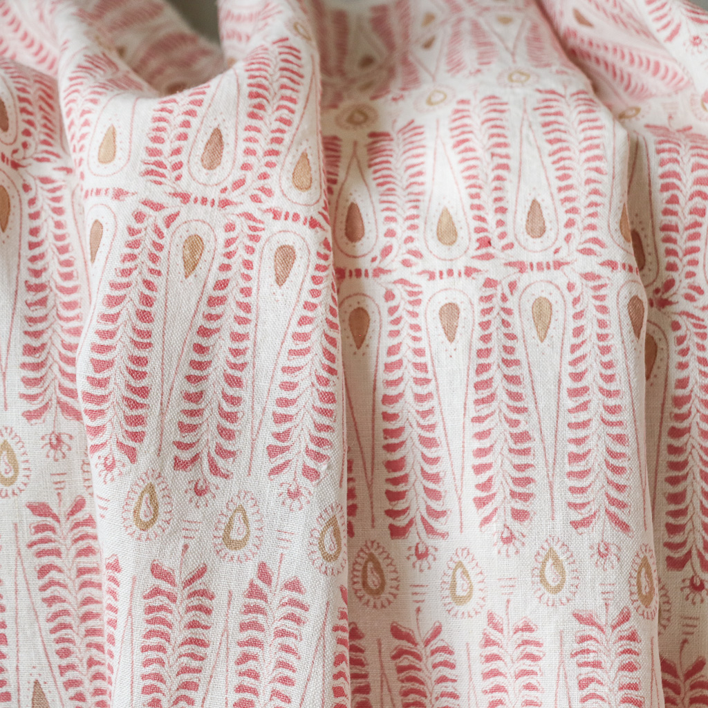 Carolla Fabric in Dusty Rose and Caramel. Indian block print fabric. Block print fabric. Carolla Fabric in Dusty Rose and Caramel. Indian block print fabric. Block print fabric.
