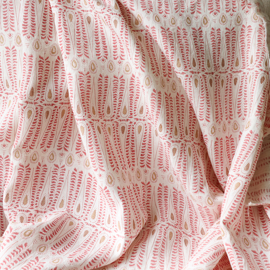 Carolla Fabric in Dusty Rose and Caramel. Indian block print fabric. Block print fabric. Carolla Fabric in Dusty Rose and Caramel. Indian block print fabric. Block print fabric.
