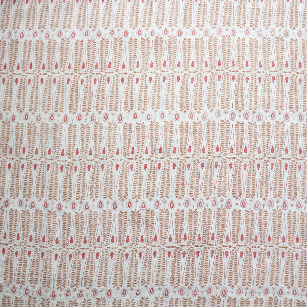 Carolla Fabric in Chestnut & Dusty Rose. Indian block print fabric. Block print fabric.