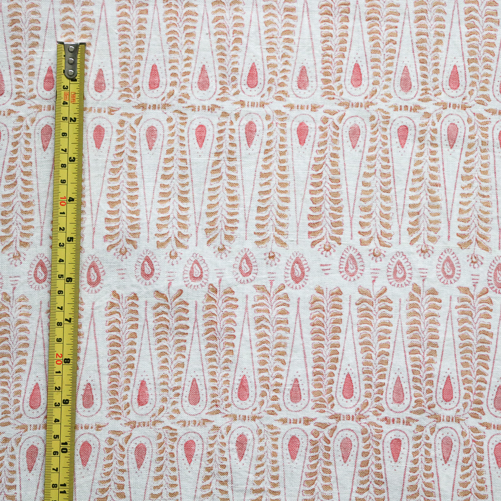 Carolla Fabric in Chestnut & Dusty Rose. Indian block print fabric. Block print fabric.