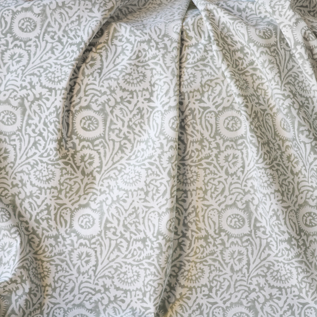 Floral Field in Sage Fabric. Indian block print fabric. Block print fabric.