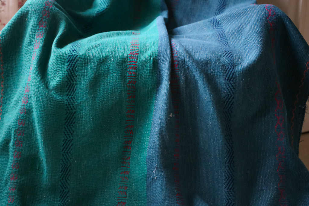 Nettie Kantha. Indian hand block print fabric. Block print fabric. Indian vintage kantha