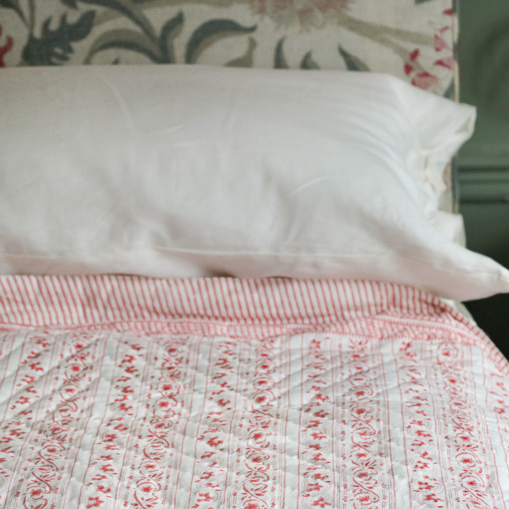 Mira & Adelaide Pique Bedcover. Indian block print. Indian block print quilts. Indian block print fabric. Block print fabric. Block print quilts.