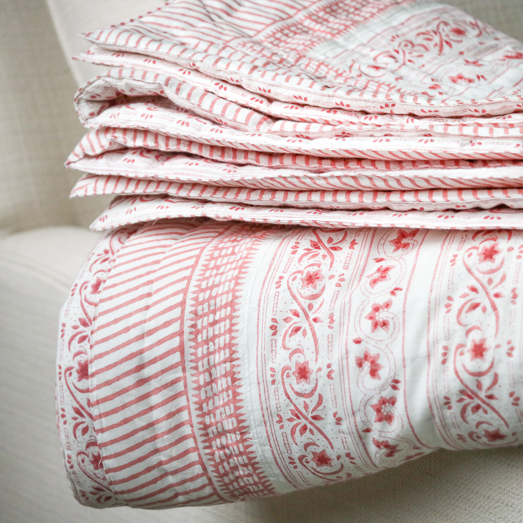 Mira & Adelaide Pique Bedcover. Indian block print. Indian block print quilts. Indian block print fabric. Block print fabric. Block print quilts.