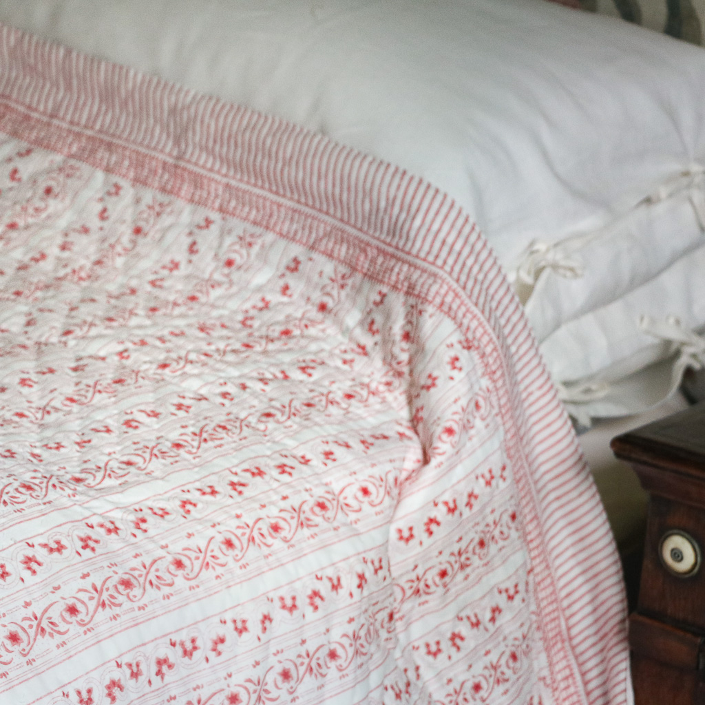 Mira & Adelaide Pique Bedcover. Indian block print. Indian block print quilts. Indian block print fabric. Block print fabric. Block print quilts.