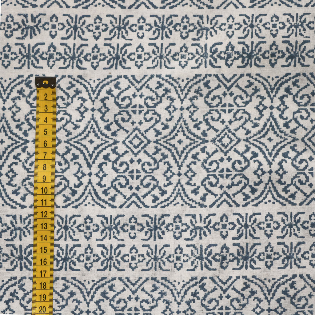 Kitty Denim Cotton Block Print Fabric. Indian block print fabric. Block print fabric.