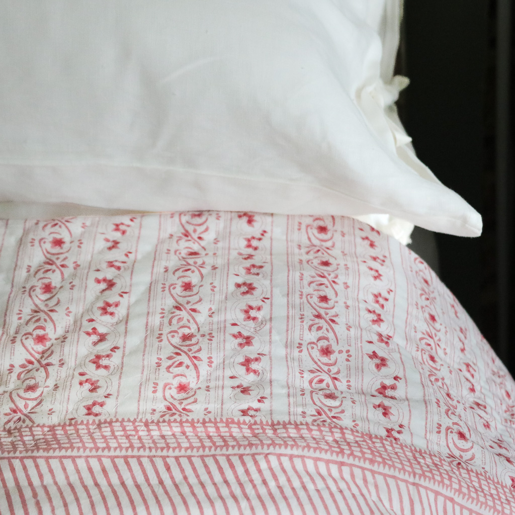 Mira & Adelaide Pique Bedcover. Indian block print. Indian block print quilts. Indian block print fabric. Block print fabric. Block print quilts.