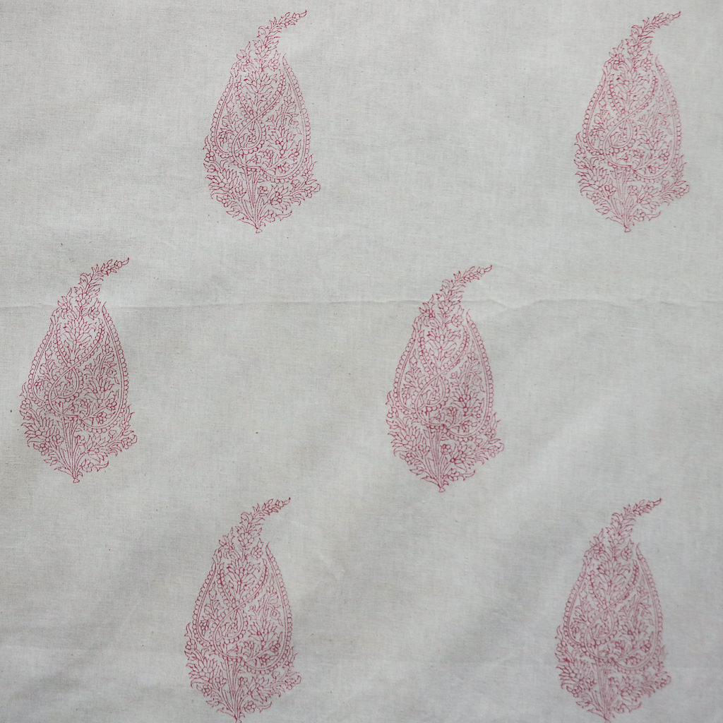 Pink Paisley Fabric. Indian block print fabric. Block print fabric.