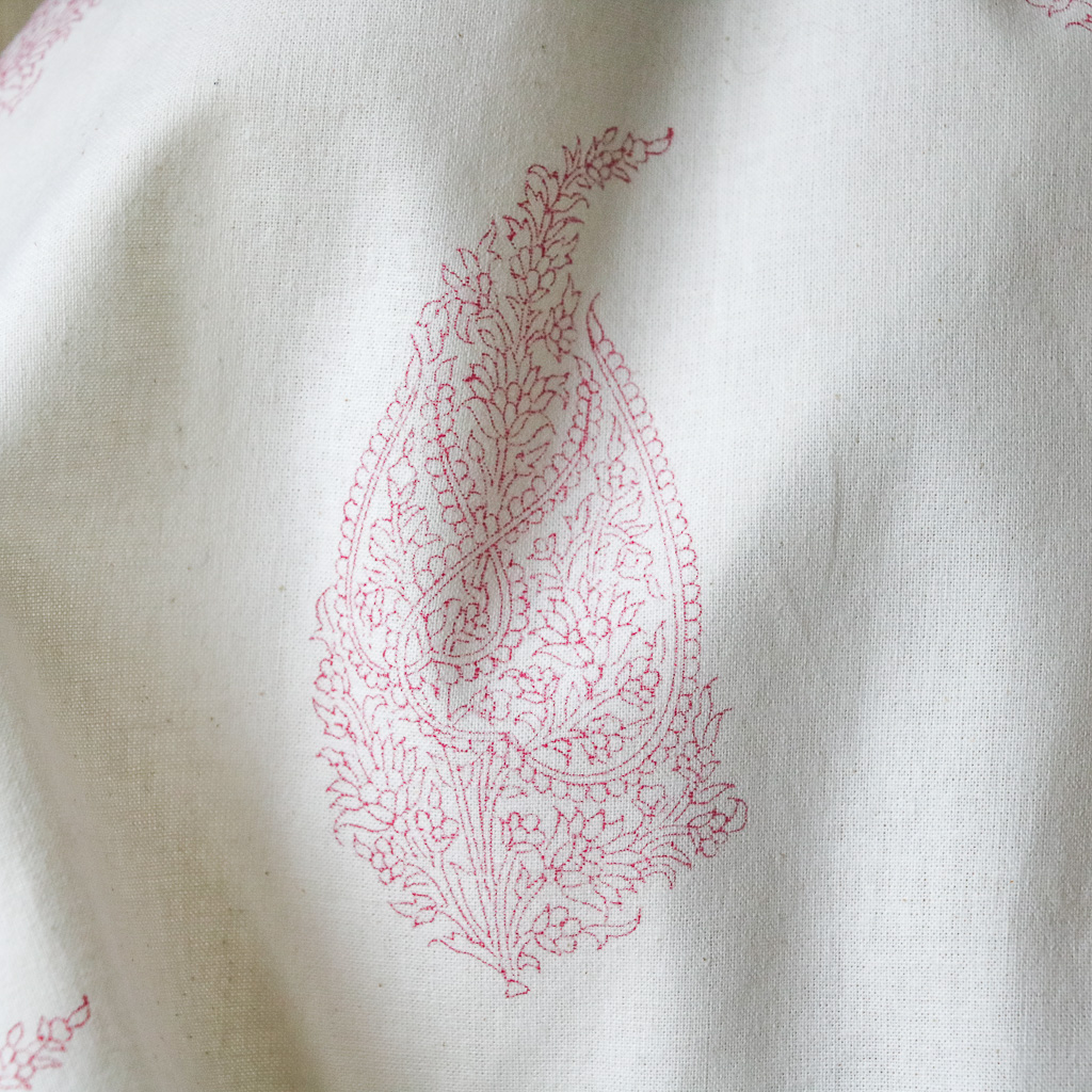 Pink Paisley Fabric. Indian block print fabric. Block print fabric.