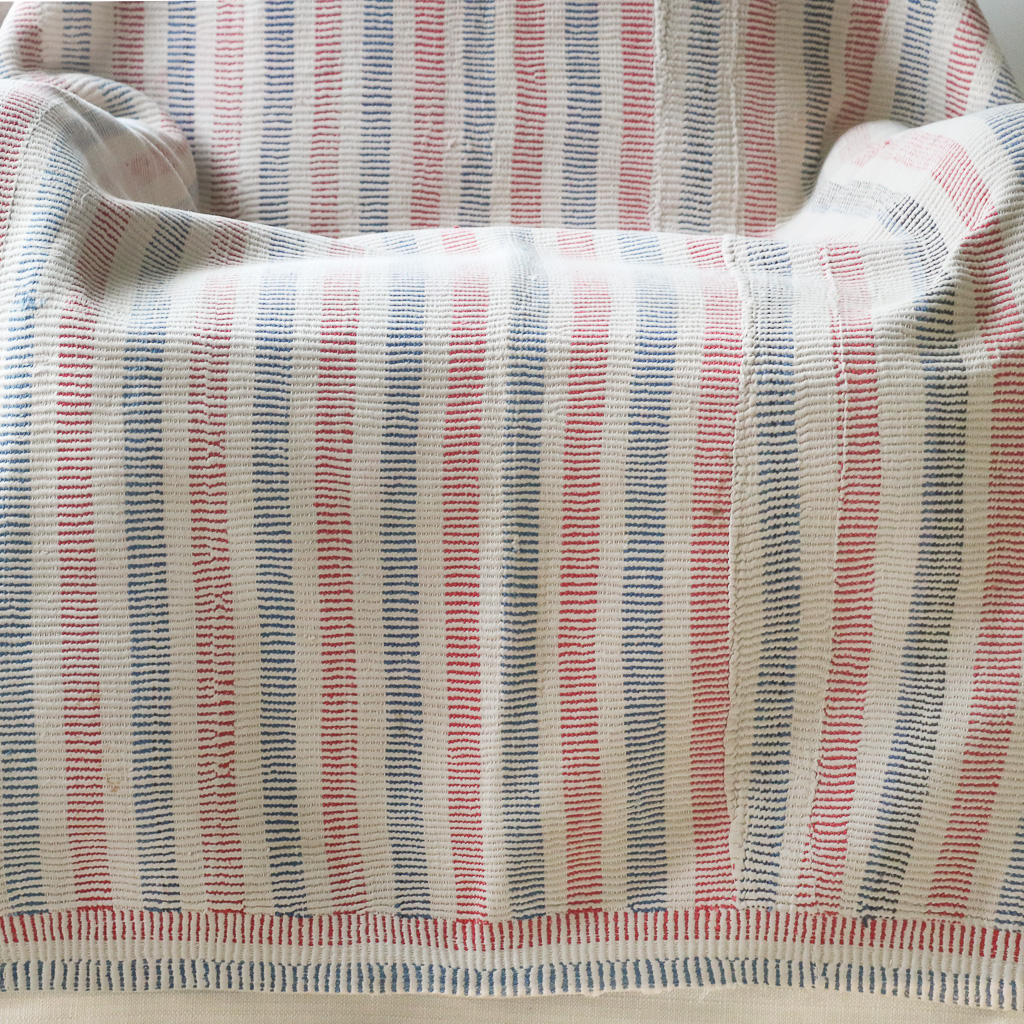 Rory (I) Blanket/Rug. Indian hand block print fabric. Block print fabric, vintage kantha, vintage textiles, indian textiles, Indian kantha, shenouk, Bengali blankets, Indian rugs, Vintage Indian Rugs