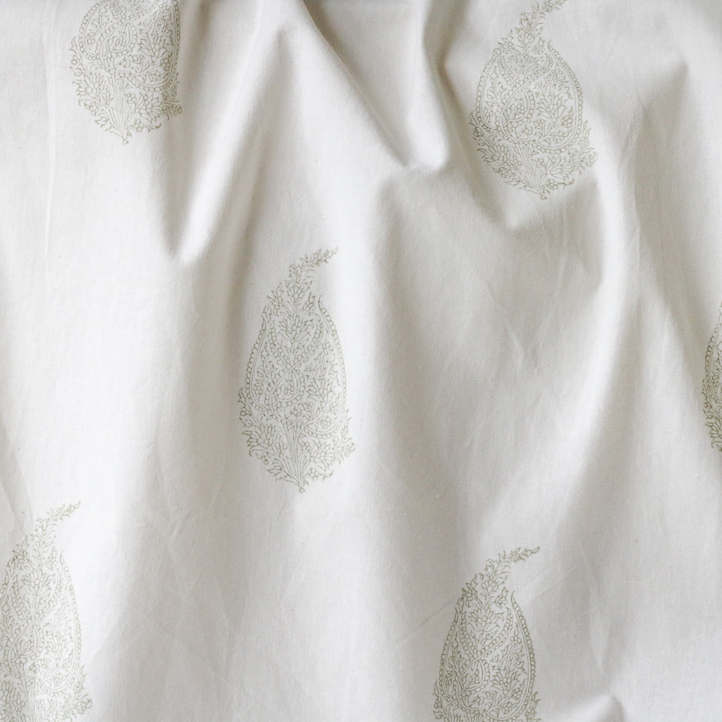 Sage Paisley Fabric. Indian block print fabric. Block print fabric. Sage Paisley Fabric. Indian block print fabric. Block print fabric.