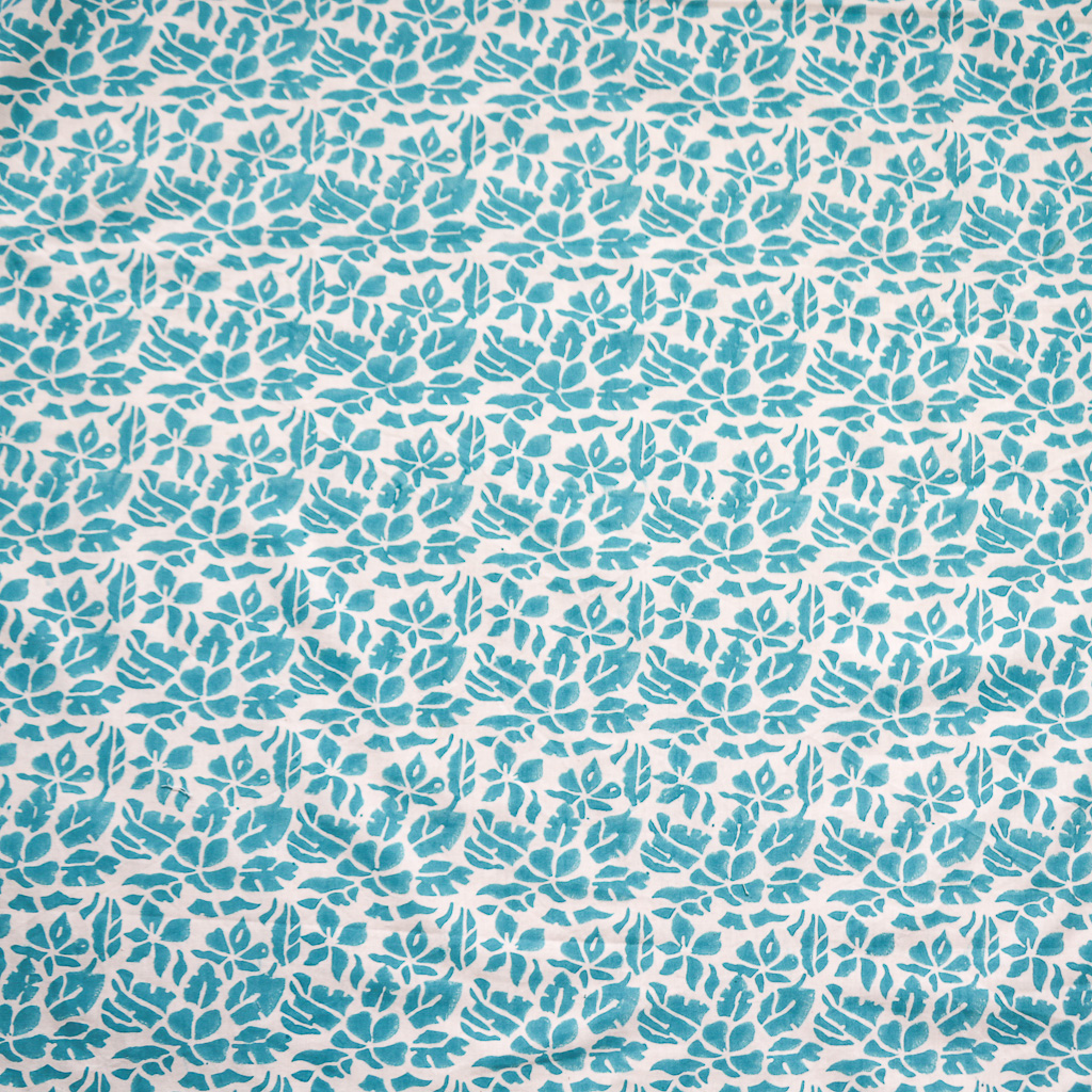Aqua Floral Fabric. Indian block print fabric. Block print fabric. Aqua Floral Fabric. Indian block print fabric. Block print fabric.