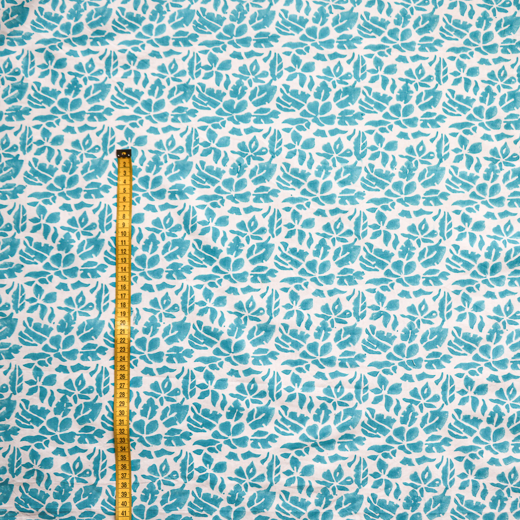 Aqua Floral Fabric. Indian block print fabric. Block print fabric. Aqua Floral Fabric. Indian block print fabric. Block print fabric.