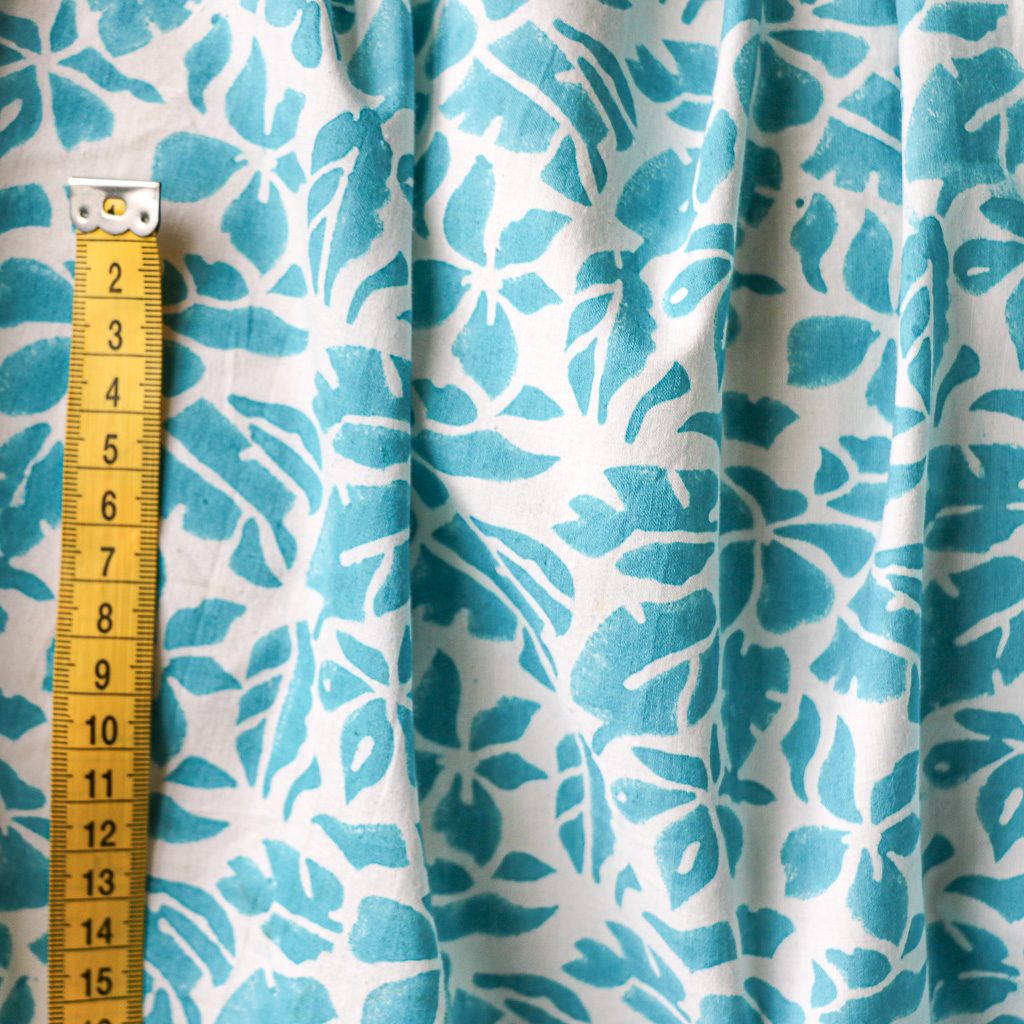 Aqua Floral Fabric. Indian block print fabric. Block print fabric. Aqua Floral Fabric. Indian block print fabric. Block print fabric.