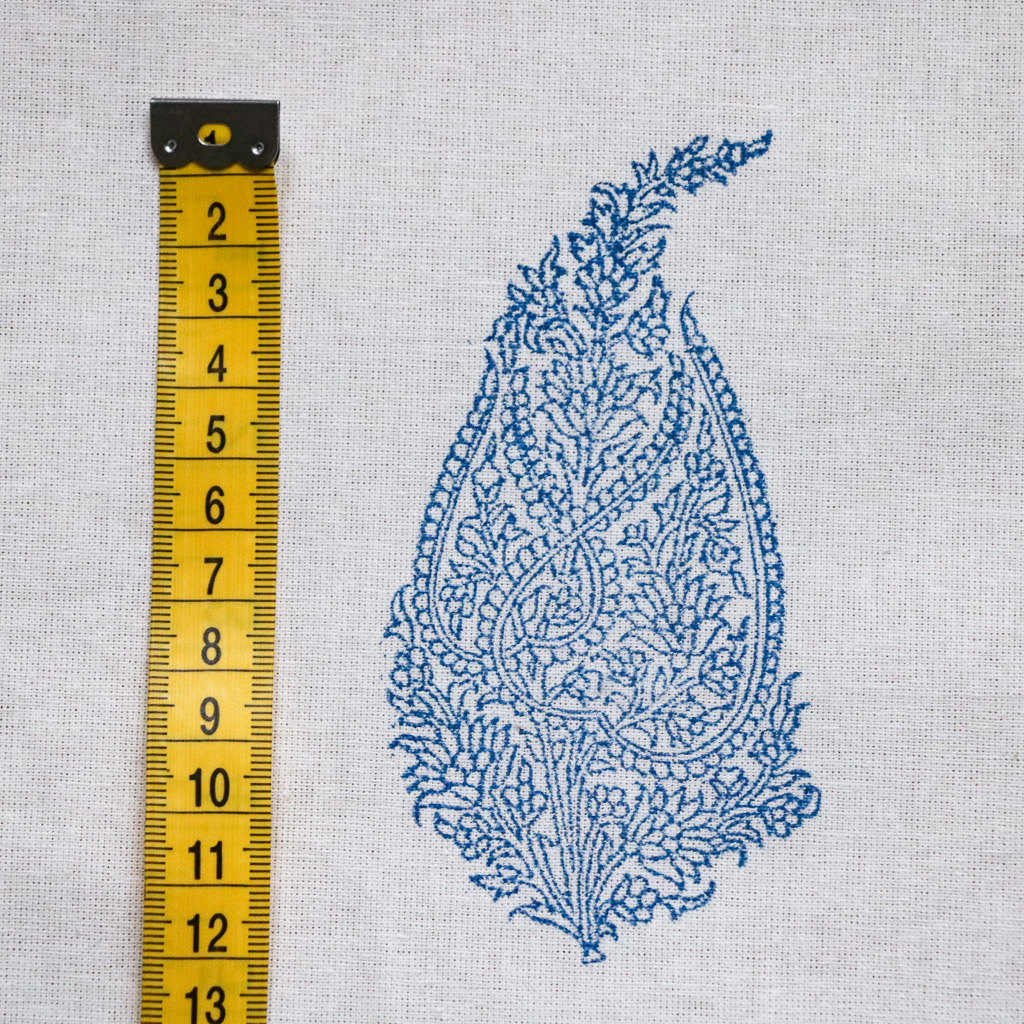 Bright Blue Paisley Fabric. Indian block print fabric. Block print fabric.